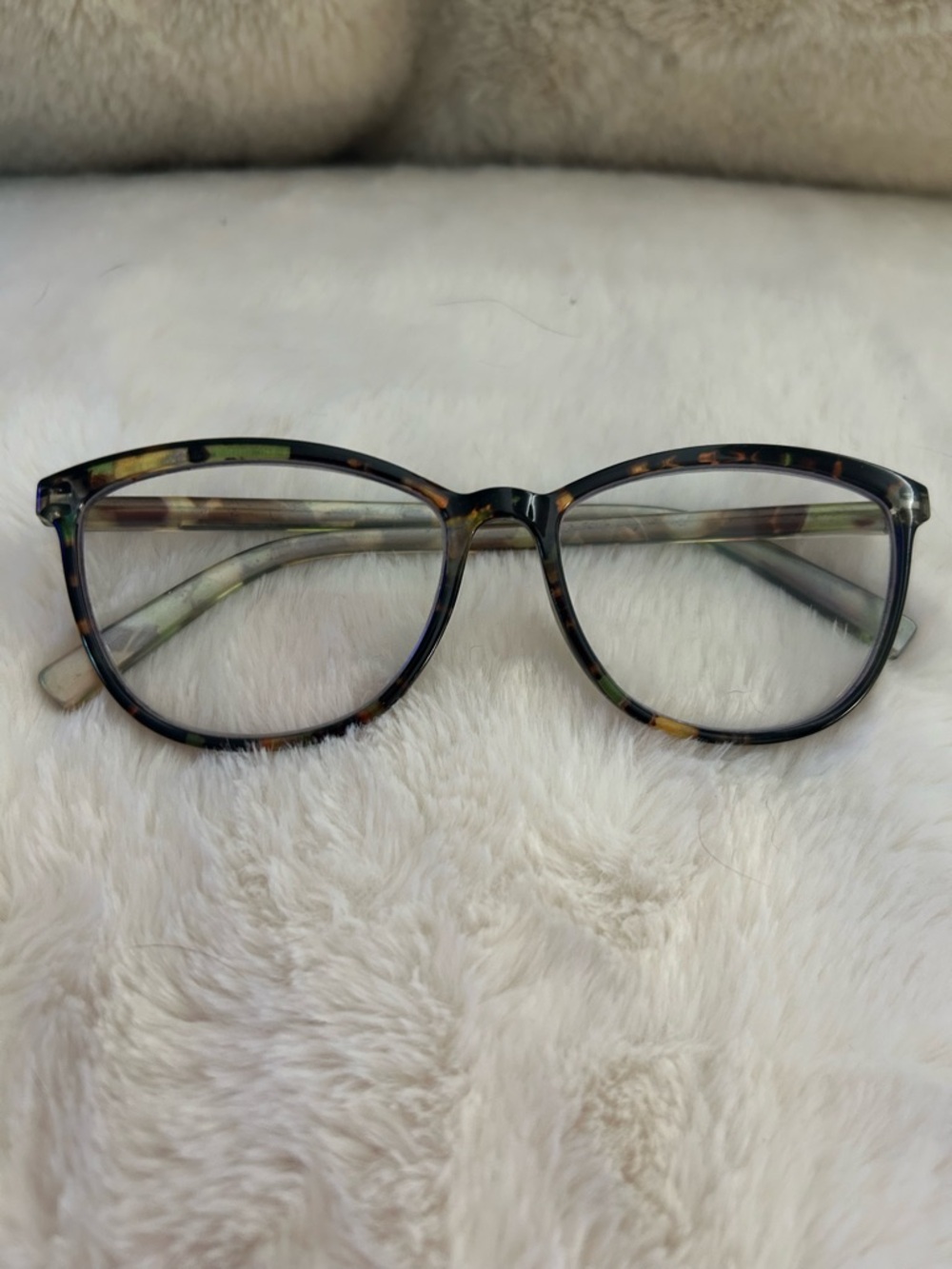 Peepers Tortoiseshell Rounded Square Eyeglasses - Green & Brown Accents